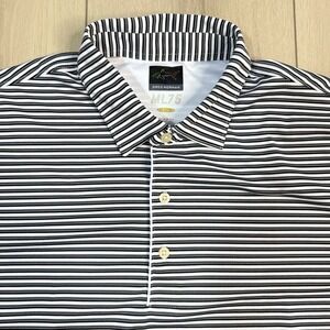 Greg Norman ML75 Polo Shirt Men's XL Black White Stripe Golf Performance Polyest